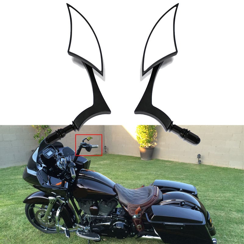 MISS MOLY Black Motorcycle Sportster Mirrors for Harley Road King Street Electra Glide Road Glide Dyna Softail Rearview 1982-2018 2019 2020 - Image 3